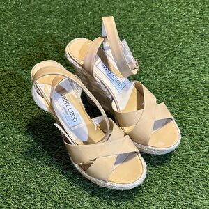 Jimmy Choo Beige Espadrille Wedges